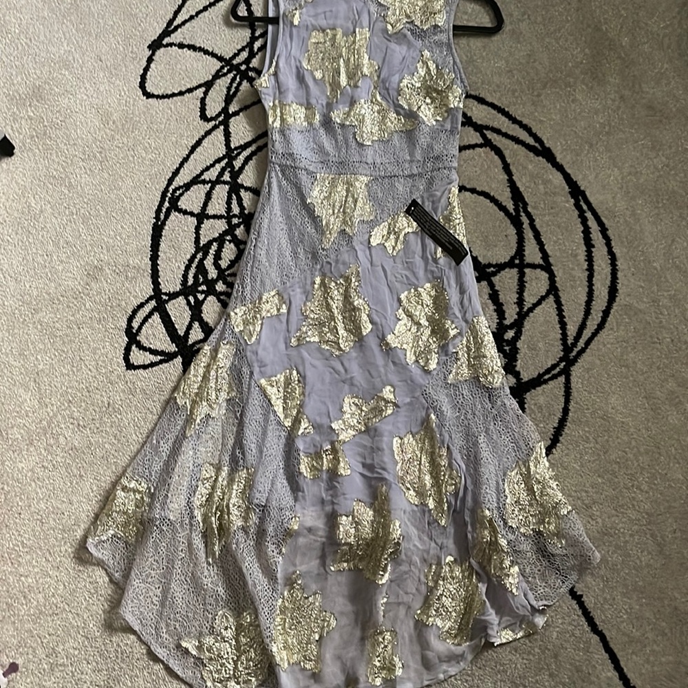Too shop violet long dress with silver size petite 2 with tags